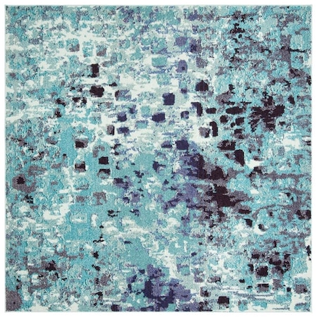 Safavieh 3 x 3 ft. Madison Coastal Square Power Loomed Rug Turquoise & Navy MAD425J-3SQ